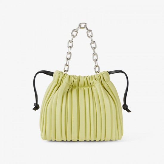 Charles Keith Pleated Covered Shoulder Bucket Bag Yellow